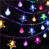 Nechique Solar LED String Lights, 12m, 100 Bulbs, Flexible, Crystal Ball & Star Combination, Outdoor Waterproof IP44, 8 Flashing Patterns, Perfect for