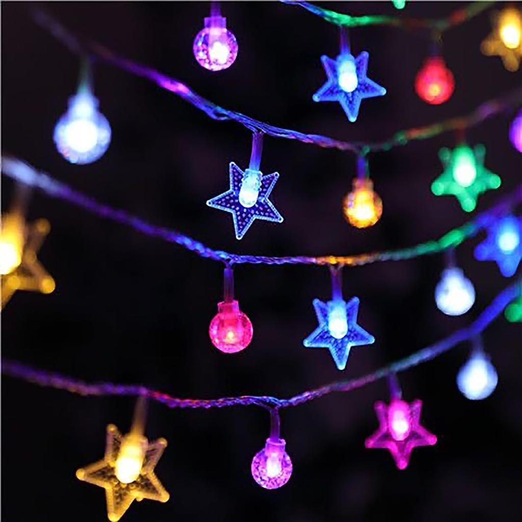 Nechique Solar LED String Lights, 12m, 100 Bulbs, Flexible, Crystal Ball & Star Combination, Outdoor Waterproof IP44, 8 Flashing Patterns, Perfect for
