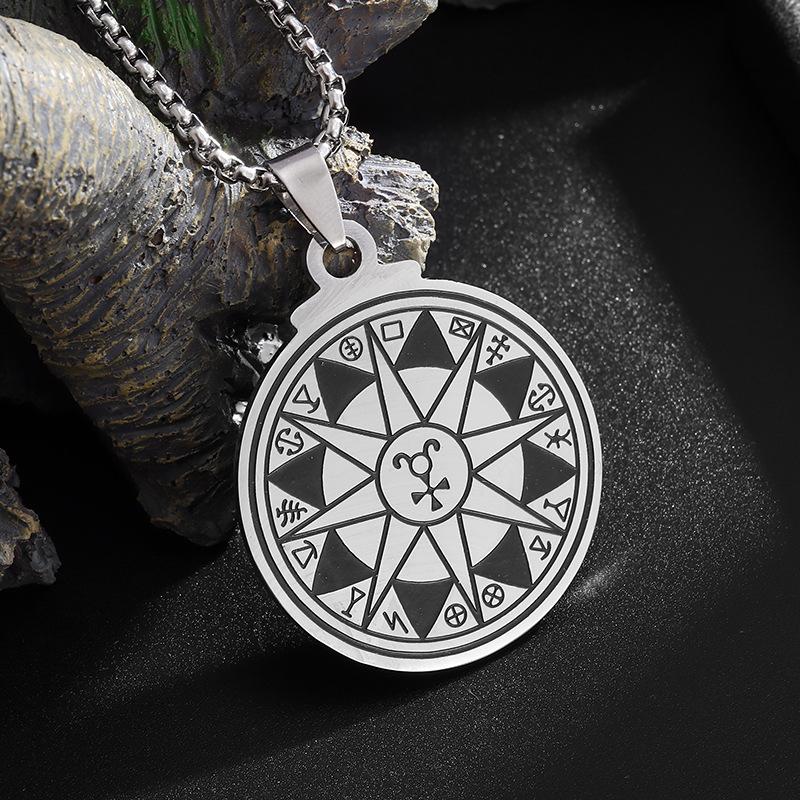 New Stainless Steel Sun Astrology Pendant Creative Neutral Style Necklace Stainless Steel Jewelry Titanium Steel Accessories