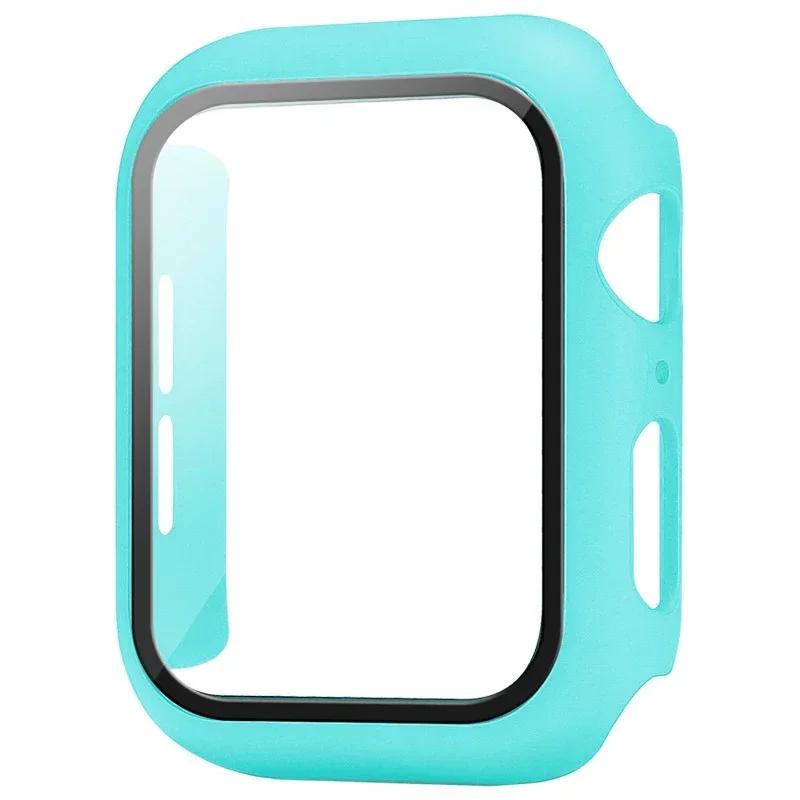 Tempered Glass+Cover For Apple Watch Case Series 9 8 7 6 5 se Screen Protector Film For IWatch 45mm 44mm 40mm 41mm Accessories