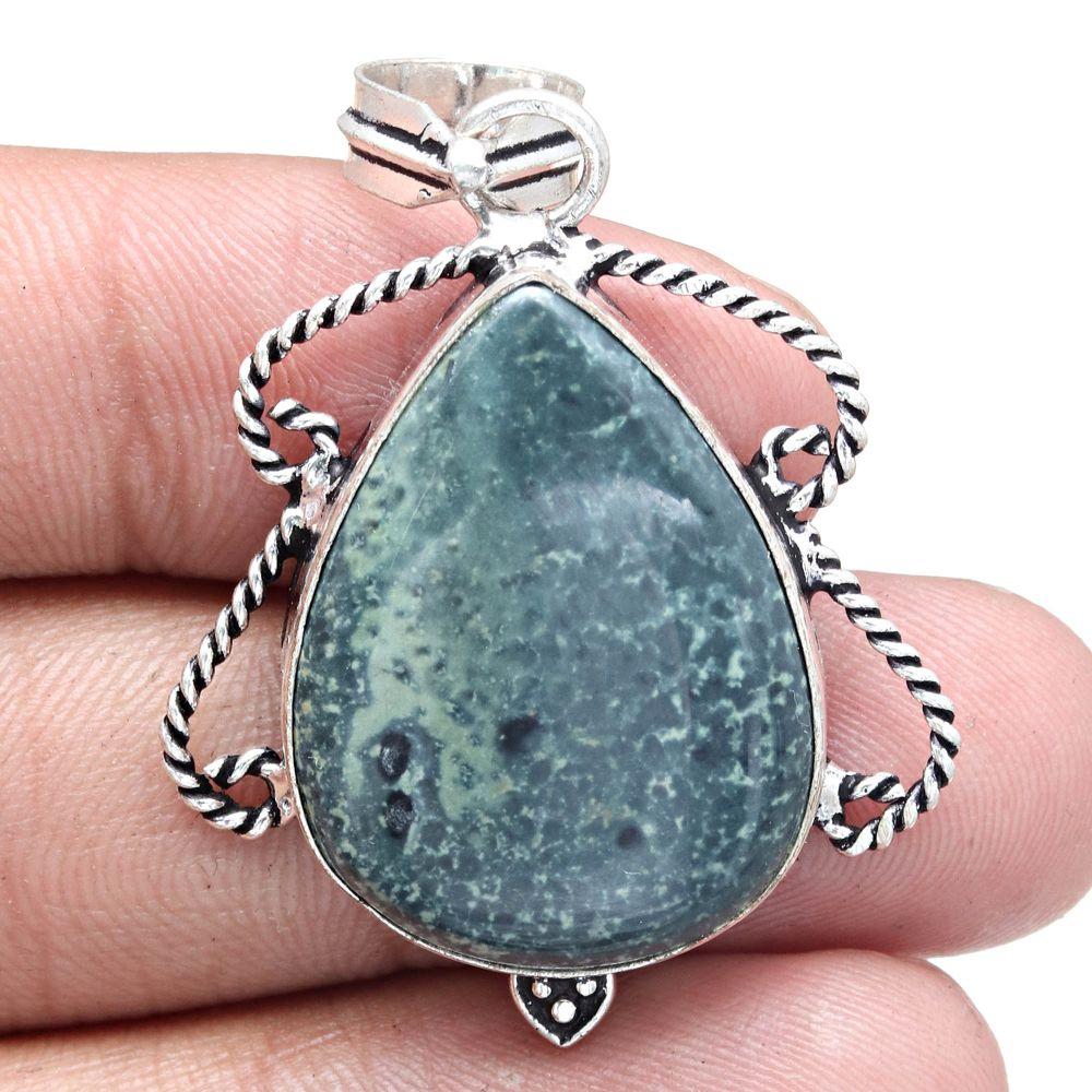 Pendant Ocean Jasper Gemstone Handmade Mother Day Silver Jewelry 1.75"