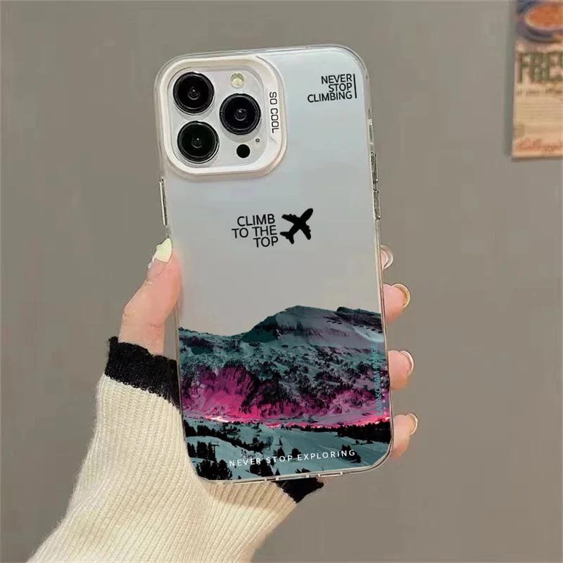 Snow Mountain Airplane Case For IPhone 17 14 16 15 12 11 Pro Max 13 16E 17E Air Plus Anti fall and anti slip case