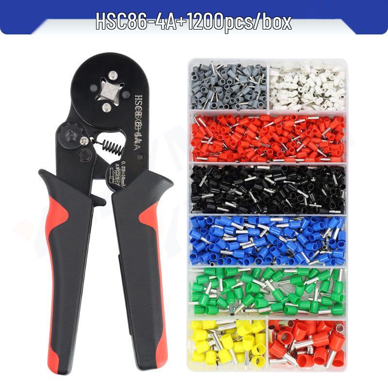 Tubular Terminal Crimping Pliers HSC8-6-4 with 1200-Piece Electrician Kit