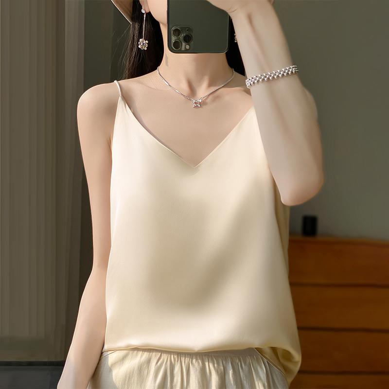 Camasă de vară pentru femei, cu amestec de mătase de dud, 50% mătase, respirabilă, 50% fibră de poliester, cămașă subțire.