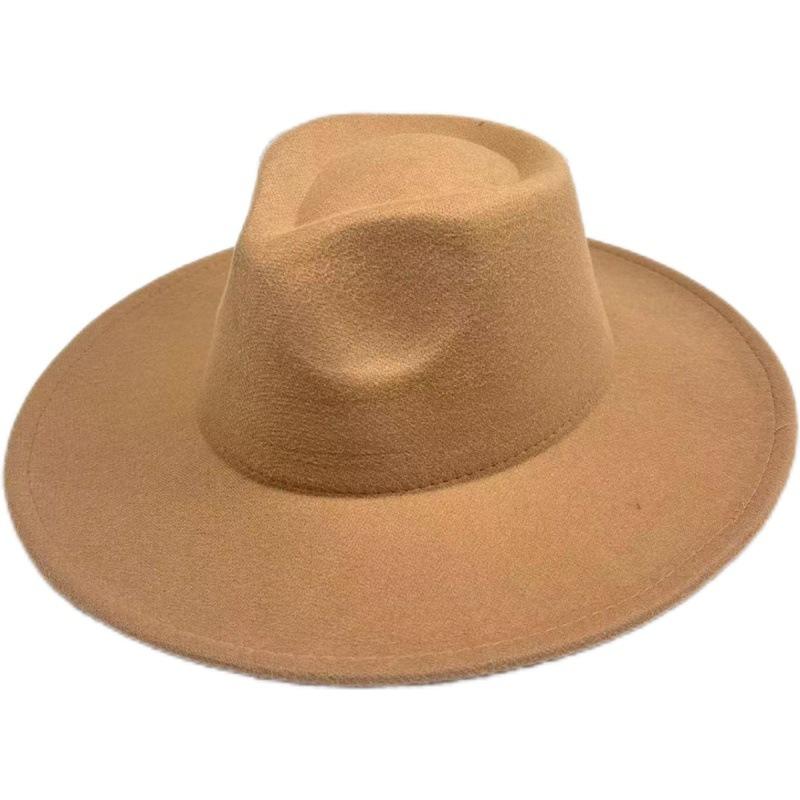 British Hat Retro Woolen Hat Wide Brim Flat Top Top Top Hat Versatile Autumn and Winter Hat Trendy Sun Hat Felt Hat