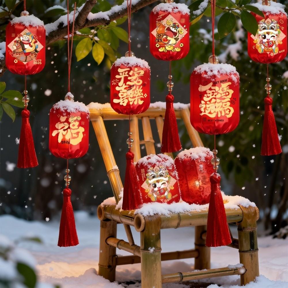 Blessing Horse Year Chinese Hanging Lanterns Glowing Handmade Luminous Small Lanterns Good Luck Cloth Portable Lanterns Outdoor