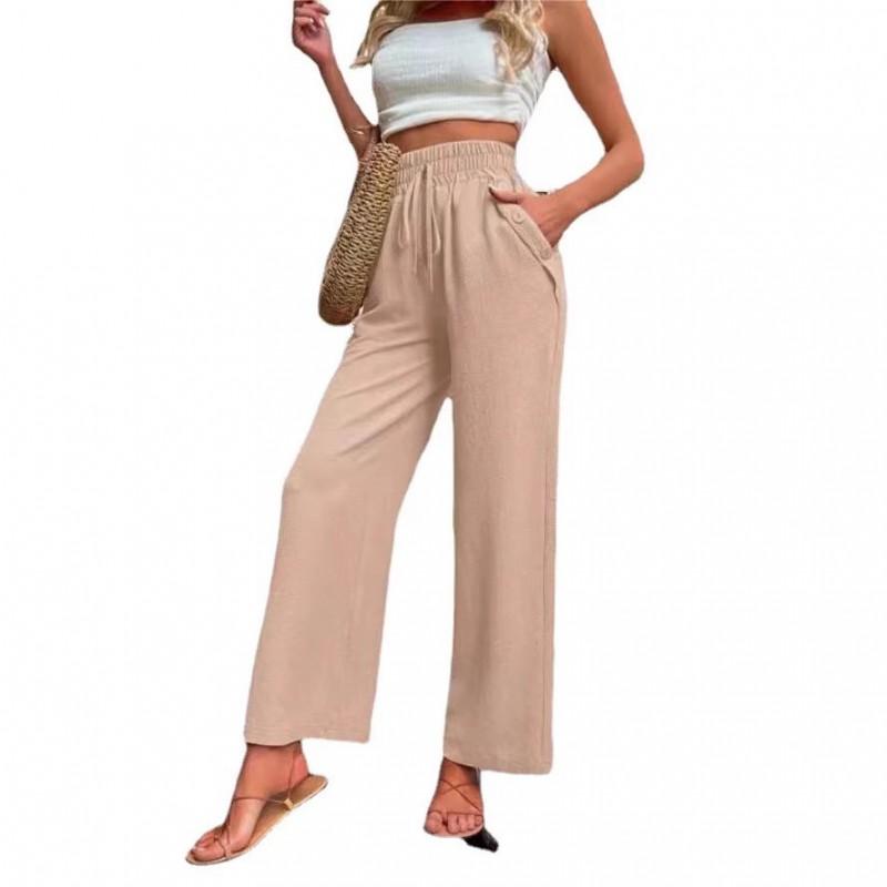 Damen High-Waist Elastischer Bund Lockerer Schnitt Gerade Beine Winter Freizeithose
