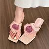 Rose rose! Chinese flower high heel sandals women spring and summer toe thin heel cool slippers women