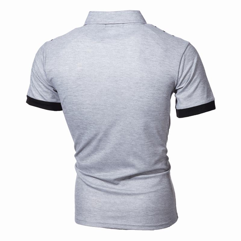 Herren-Poloshirt, lässig, einfarbig, Revers, Baumwollmischung, kurzärmelig, Business