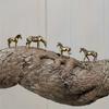 Miniature Antique Brass Long Tail Horse Figurines Feng Shui Ornament Copper Zodiac Animal Mini Desktop Crafts Home Decor gifts