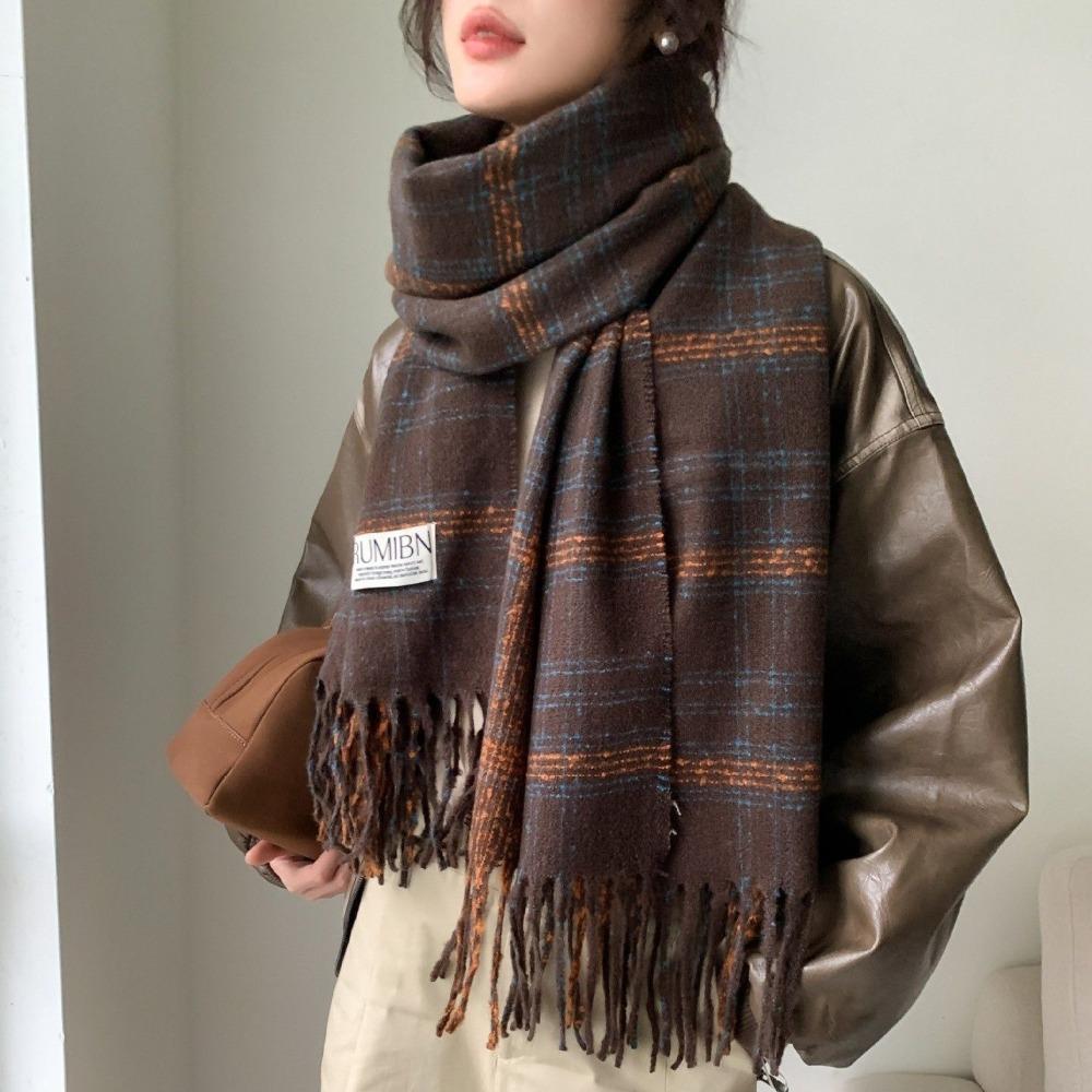 With Tassels Winter Scarves Angora Fleece Wrap Shawls High Quality Cashmere Scarf