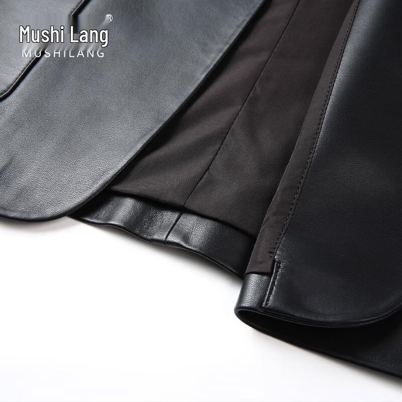 MushiLang Men's First-Layer Sheepskin Leather Blazer