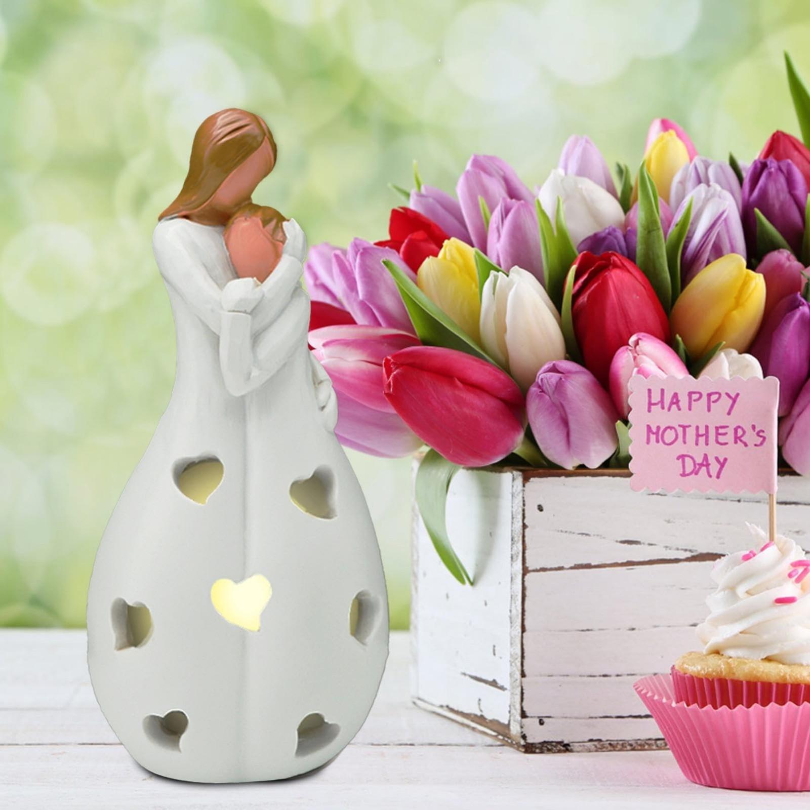 

Resin Mother And Daughter Commemorative Figurine Candlestick, Shining LED Candles, Pet Gift, Decorative Statue One Size