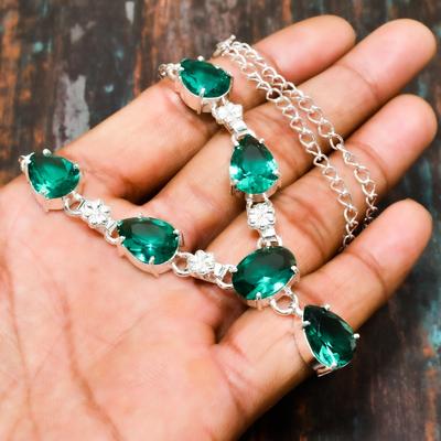 Indicolite Tourmaline, Gemstone Handmade 925 Sterling Silver Jewelry Necklace