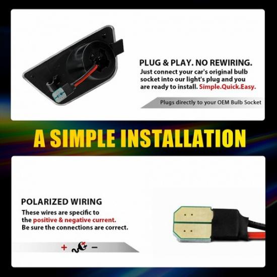 2x Front Bumper Side Marker Lights White LED For 2011-2015 Chevrolet Cruze EOOK