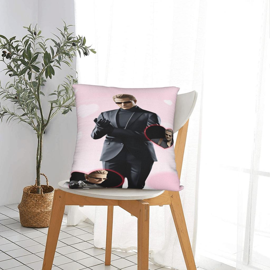 A-Albert W-Wesker Pink (2) Pillow Cover Cute Funny Pillow Case For Sofa Home Decoration Soft Pillowcases Birthday Gift