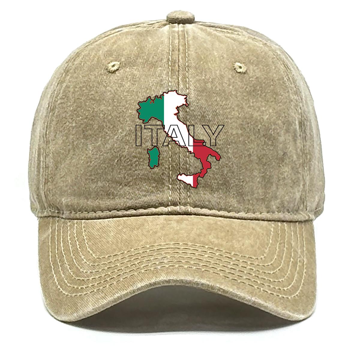 

Map Flag of Italy Print Snapback Baseball Cap, Patriotic Trucker Hat Vintage Cozy Stylish Fit Adjustable Baseball Cap as the picture хакі