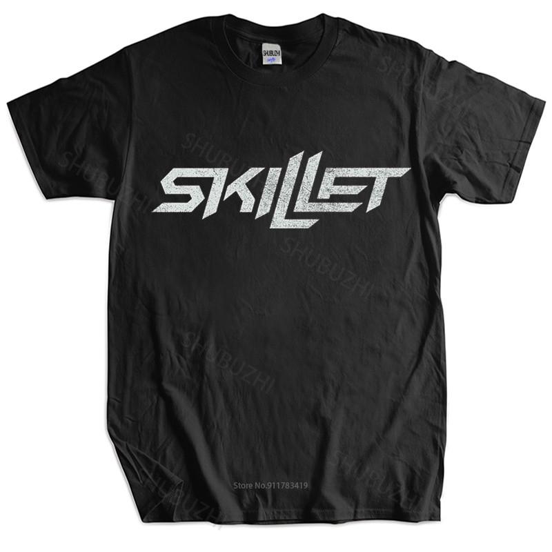 

чоловіча брендова футболка чоловічі подарункові топи бавовняні футболки Skillet Band Logo Comatose Awake Вільні топи для нього футболка великих розмірів XS чорний