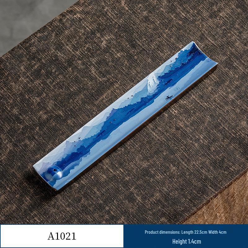 Guochao River & Mountain Ceramic Incense Holder - Retro Incense Stick Tray for Indoor Use