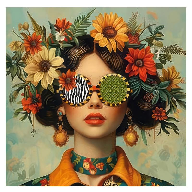 

Красивая женщина в очках Цветок Холст Настенное искусство Живопись Постеры и принты Женское настенное искусство Картина Декор комнаты Картина 21cm×30cm NoFrame