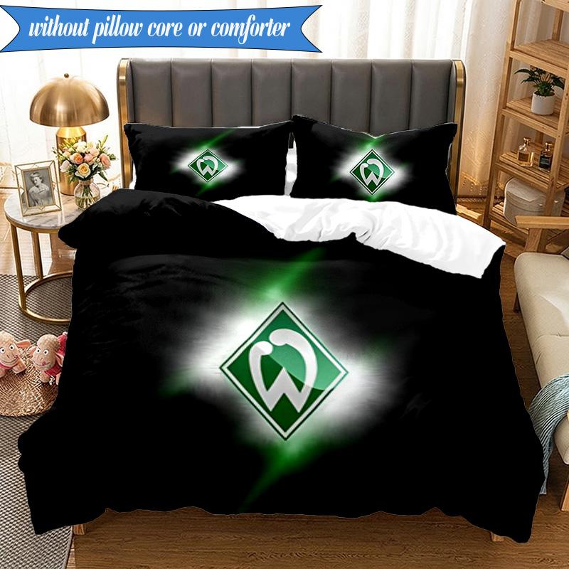 3-teiliges Werder Bremen Fußball Bettwäsche-Set 2D-Druck (Enthält 1 Bettbezug + 2 Kissenbezüge Ohne Füllung), Schlafzimmerdekoration, Ventilatorgeschenk