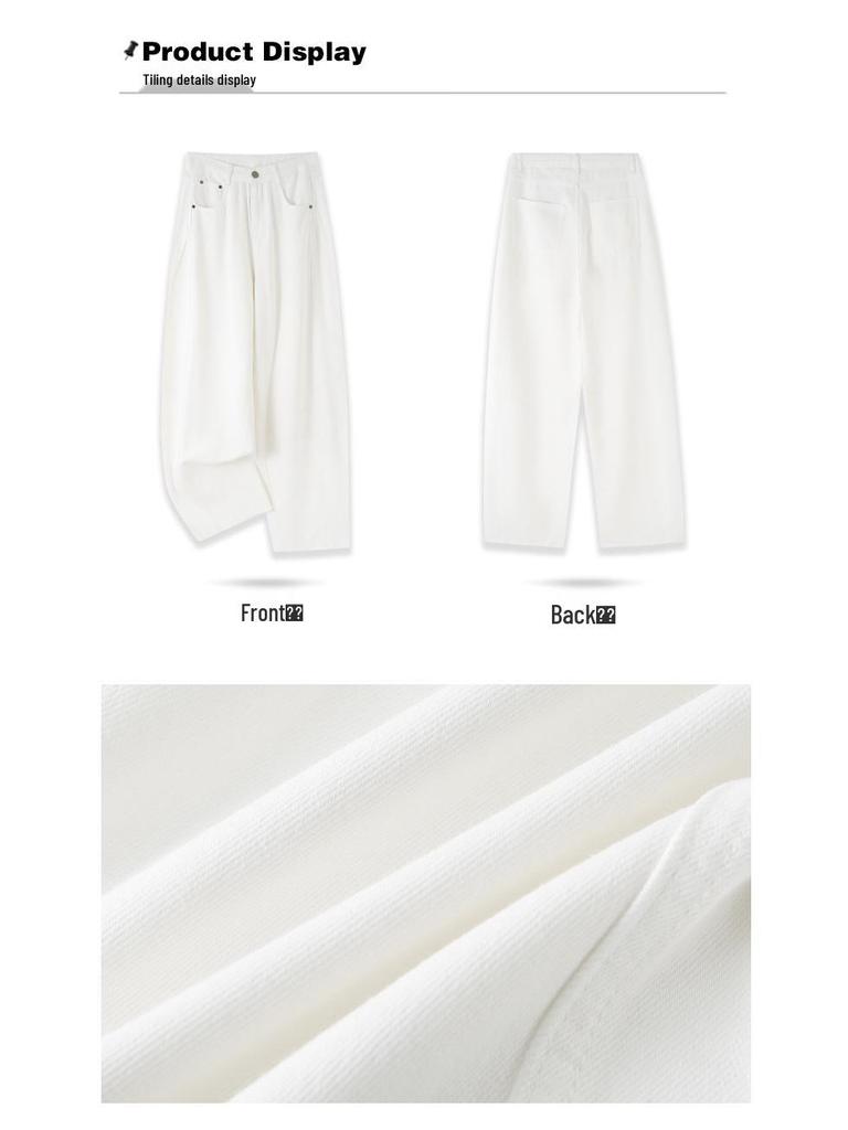 Women's Super Soft White Linen Cropped Wide-Leg Jeans - 2026 Spring/Summer Collection