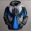 Neuer Herren Hoodie Sweatshirt mit 3D Drachenprint Mode Cool Täglich Langarm Rundhalsausschnitt Party Streetwear Herbst Winter Trainingsanzug Jacke