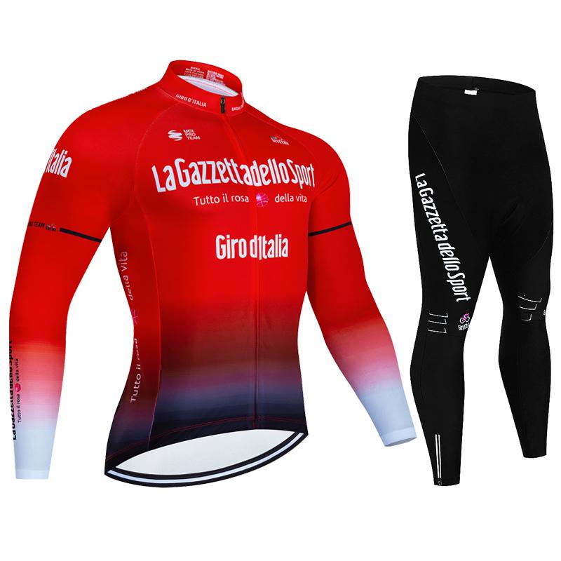 Men's Professional Long Sleeve Cycling Jersey & Padded Shorts Set, Quick Dry, Reflective, Breathable Bike Wear Clothing for Men