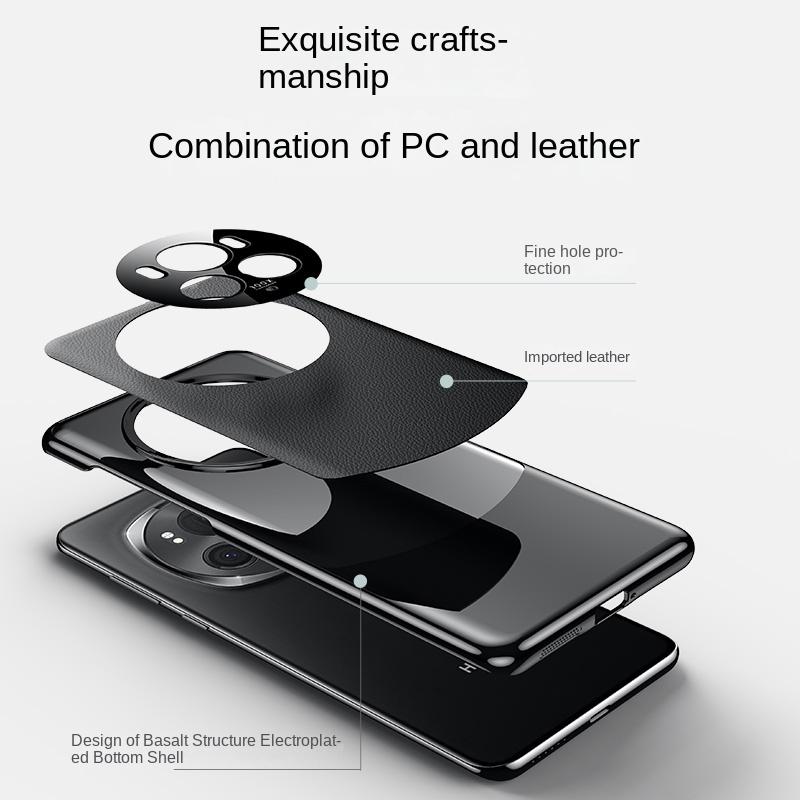 For Honor Magic 6 6 Pro Leather Lens Integrated Platinum Color-Block Anti-Scratch and Anti-Fingerprint Phone Case