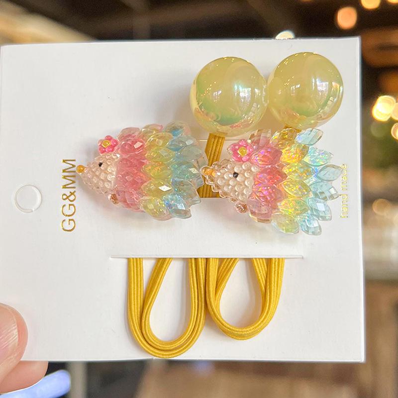 2PCS Lovely Cartoon Owl Bird Girls Elastic Hair Bands Kids Princess Hair Accessories Children Hair Ties Baby Headwear