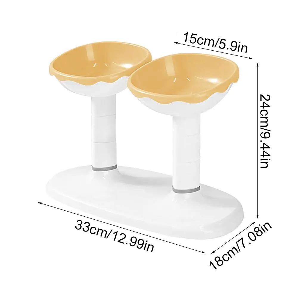 Pet Feeding Bowl Set Tilt Neck Guard Height Adjustable 2 in 1 Cat Dog Food Bowl Drinking Basin Pet Feeding Supplies