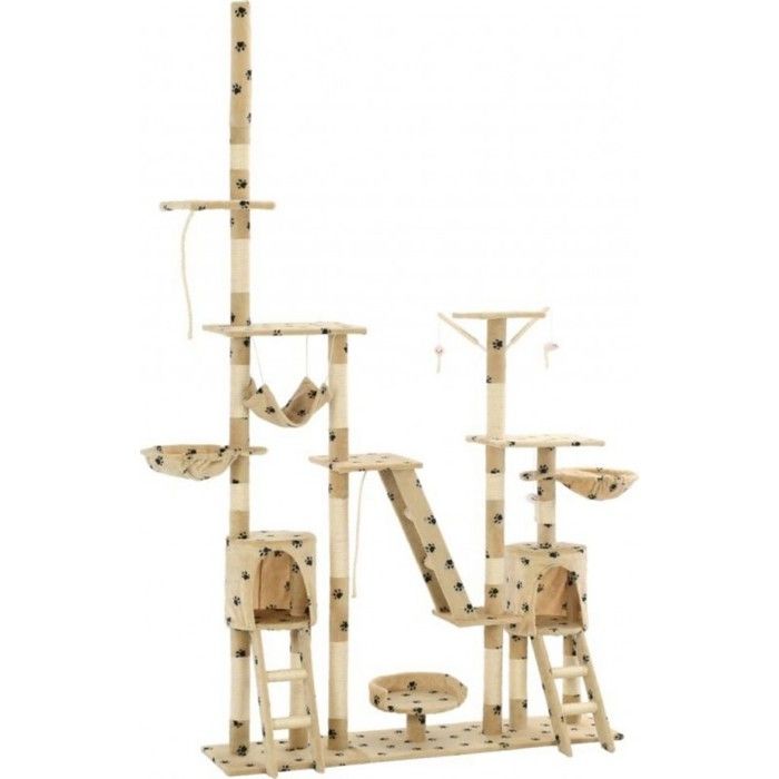 VidaXL Arbre à chat et griffoirs 230-250 cm Empreintes de pattes Beige