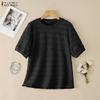 ZANZEA Women Casual Round Neck Solid Color Loose Short Sleeve Blouse