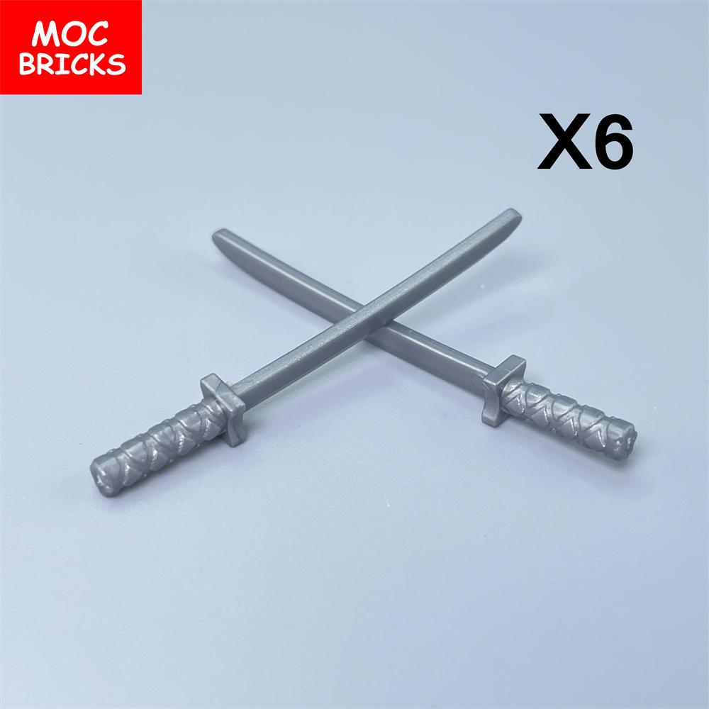 12pcs/lot MOC Bricks Katana Sword Ninja 21459 30173 Accessory Assembled Building Blocks Toys Kids Gift Plastic Dolls