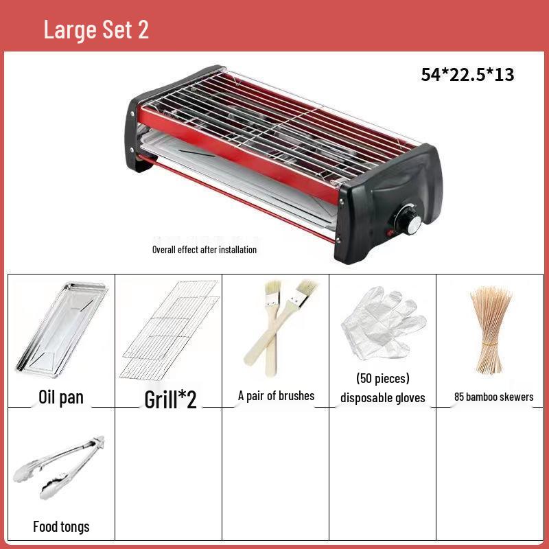 Smokeless Electric BBQ Grill & Roaster - Double Layer Griddle, Grill Pan, and Charcoal Rack