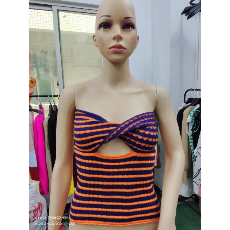 Frühlings- und Sommer-Damenpullover Gestrickte Neckholder-Tops und trägerlose Westen