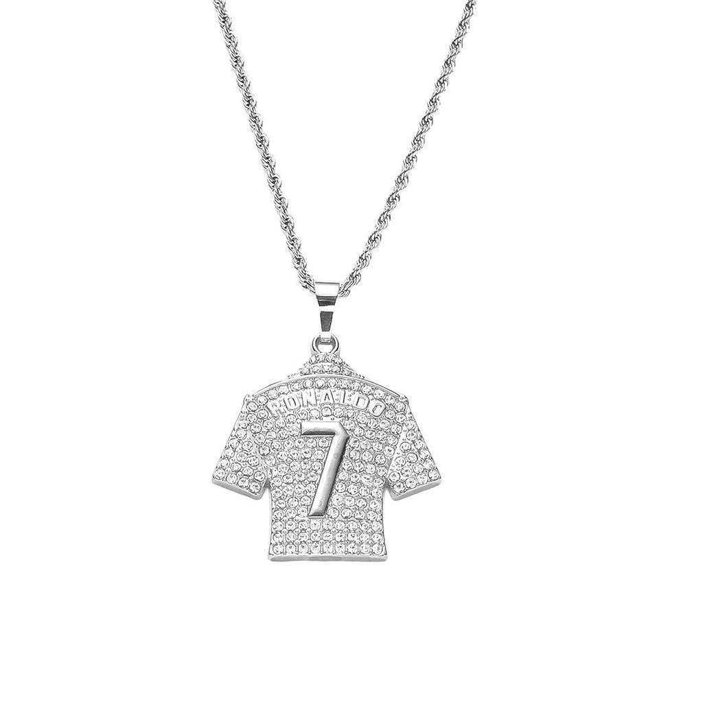 Hip-Hop Style Men's Alloy Pendant Necklace with Rhinestone 7 Jersey Design (2019 Edition)
