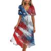 Women’s V Neck Short Sleeve Casual Dress with Printed Pattern Relaxed Fit Lightweight Fabric for Everyday Wear