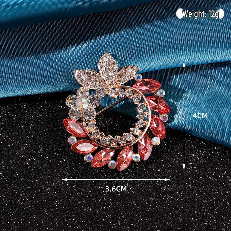 High-End Rose Red Chinese Flower Brooch: Classical Pin for Women's Qipao & Coat Accessories