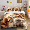 Adorable Puppy Close-Up Print Bedding Duvet Cover Set (1*Duvet Cover 2*Pillowcases, Without Duvet Insert)
