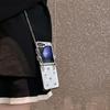 Applicable to Samsung Galaxy Z Flip6 phone case, silver leather rhinestone zflip4/5th generation folding protective case
