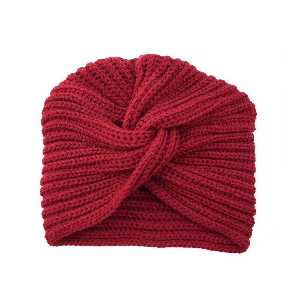 Warm Knitted Turban Hat Twist Women's Headwear Casual Wool Turban Cap  Autumn Winter