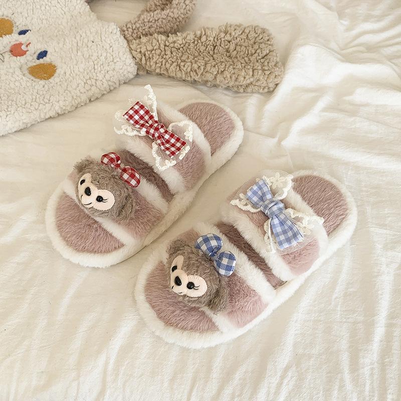 Versatile cartoon animation milk Huhu Mao Baotou drag women's shoes autumn and winter fashion casual style comfortable home slippers