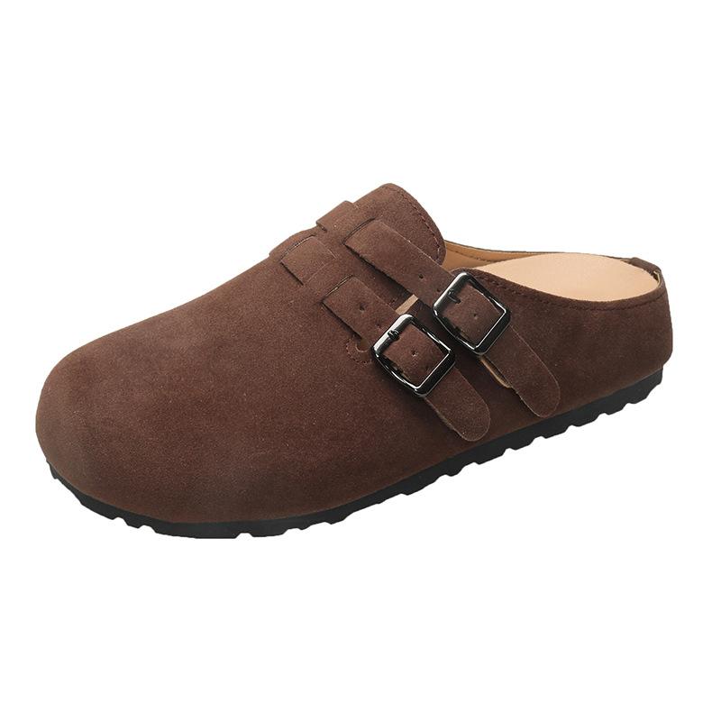 

Bocken Baotou Belt Buckle Half Slippers Women s Outer Wear Women s 2025 Summer Vintage Big Head One Pedal Muller Slippers Women 40 темно-коричневого кольору