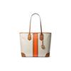 Borsa a Tote in Pelle con Logo Monogramma Mk Eva e Blocchi di Colore a Strisce da Donna Bianca 30T9GV0T7B830