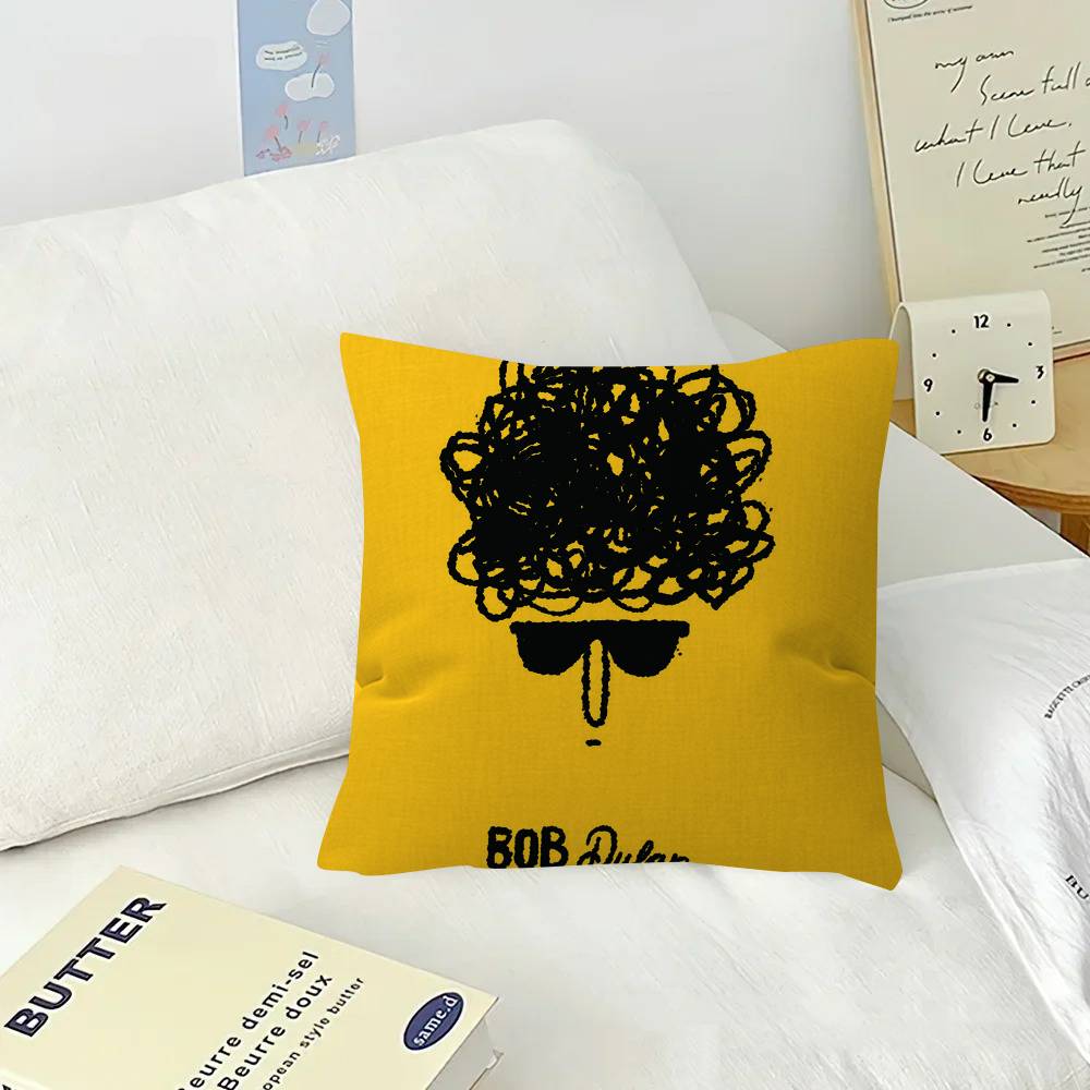 Singer Bob D-dylan LOGO  Cushion Cover Pillowcase Upholstery Sofa Throw Pillow Home Decor Pillowcas