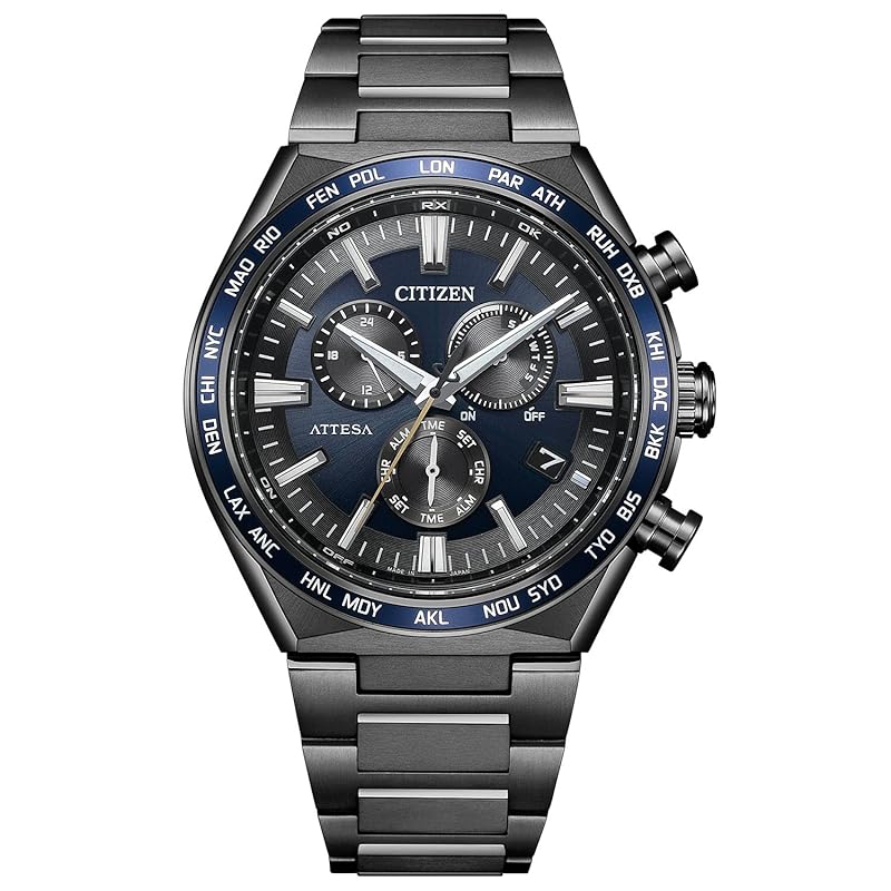 

[Citizen] watch Atessa Light-powered eco-drive radio clock waterproof black titanium dark blue CB5967-66L men s black