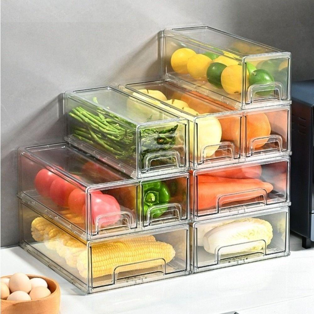 Stackable Food Drawer Organizer Large Capacity Cosmetic Display Case  Fruit