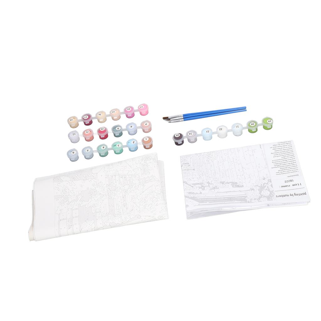 Paint By Numbers 15.7x19.7in Acrylic Paint Pre Printed Canvas Simple Stpes Pressure Relief Number