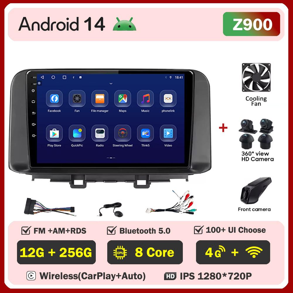 For Hyundai Encino Kona 2017 2018 2019 Android 14 Car Stereo GPS 8 Core Touch Screen CarPlay Android Auto No DVD Touch Screen